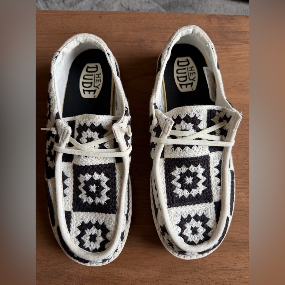 Hey Dude Monochrome Crochet Loafers